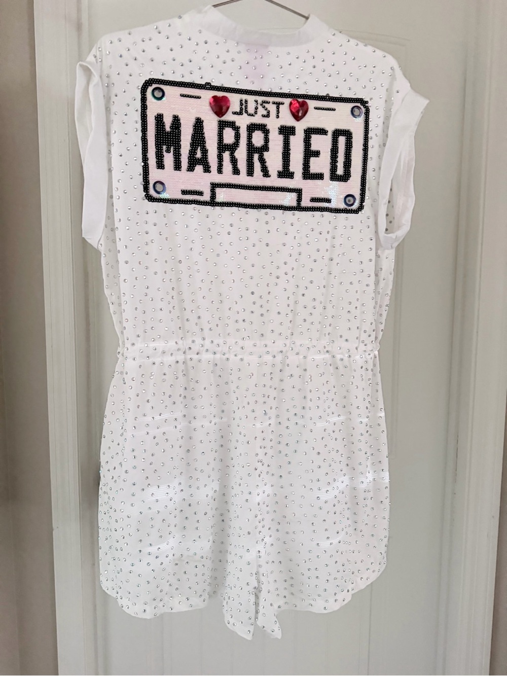 Queen Of Sparkles 'Just Married' Embellished Romper